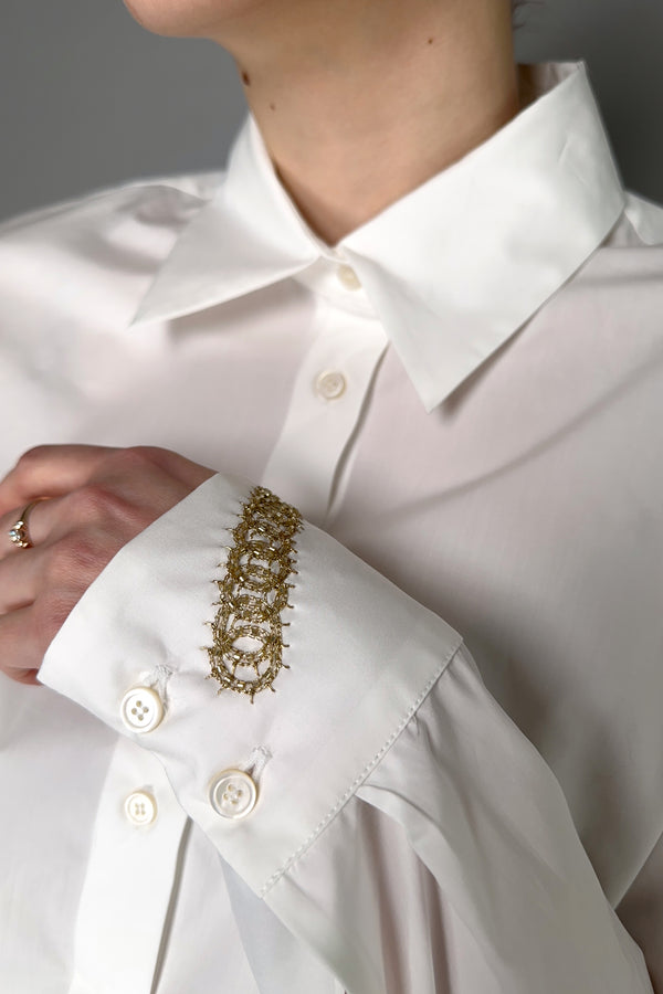 Fabiana Filippi Cotton Poplin Shirt in White with Wrist Detail