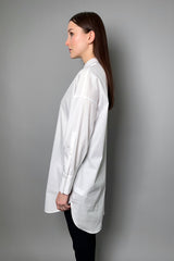 Fabiana Filippi Long Cotton Shirt with Brilliant Placket Detail in White
