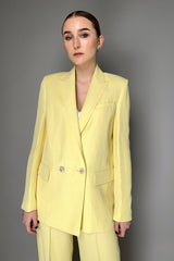 Fabiana Filippi Linen-Silk Double Breasted Blazer in Pale Yellow