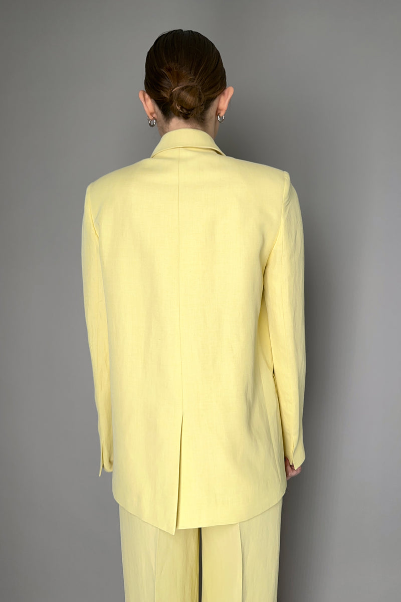 Fabiana Filippi Linen-Silk Double Breasted Blazer in Pale Yellow