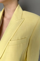 Fabiana Filippi Linen-Silk Double Breasted Blazer in Pale Yellow Vancouver. Shop Online or in Store.