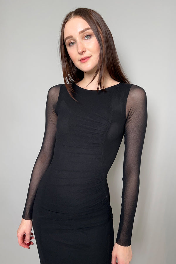 Fuzzi Ruched Tulle Dress in Black - Ashia Mode - Vancouver, BC