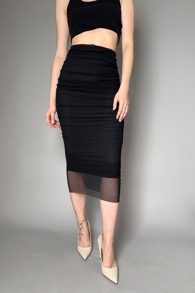 Fuzzi Ruched Midi Skirt in Black- Ashia Mode- Vancouver, BC