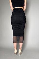Fuzzi Ruched Midi Skirt in Black- Ashia Mode- Vancouver, BC