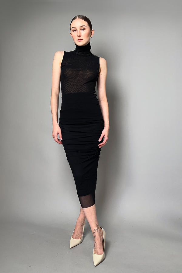 Fuzzi Tulle Turtleneck Tank Top in Black- Ashia Mode- Vancouver, BC