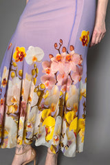 Fuzzi Blooming Florals Flared Tulle Skirt in Lavender