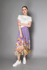 Fuzzi Blooming Florals Pleated Tulle Skirt in Lavender