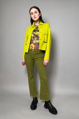 Fuzzi Floral Stretch Tulle Bodysuit in Yellow and Green Flowers - Ashia Mode - Vancouver, BC