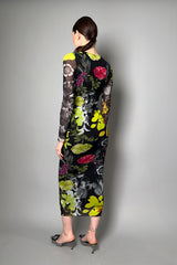 Fuzzi Round Neck Stretch Tulle Dress in Multi-Colour Floral Print- Ashia Mode- Vancouver, BC