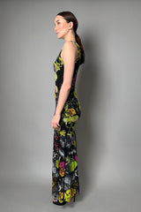 Fuzzi Stretch Tulle V-neck Multi-Colour Floral Print Dress- Ashia Mode- Vancouver, BC