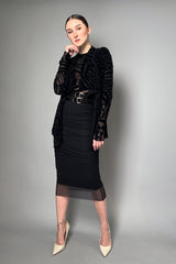 Fuzzi Velvet Flocked Tulle Bodysuit in Black- Ashia Mode- Vancouver, BC