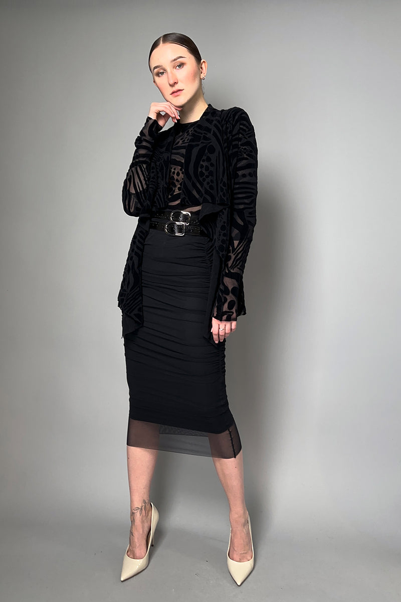 Fuzzi Velvet Flocked Tulle Bodysuit in Black- Ashia Mode- Vancouver, BC