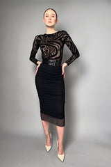 Fuzzi Velvet Flocked Tulle Bodysuit in Black- Ashia Mode- Vancouver, BC