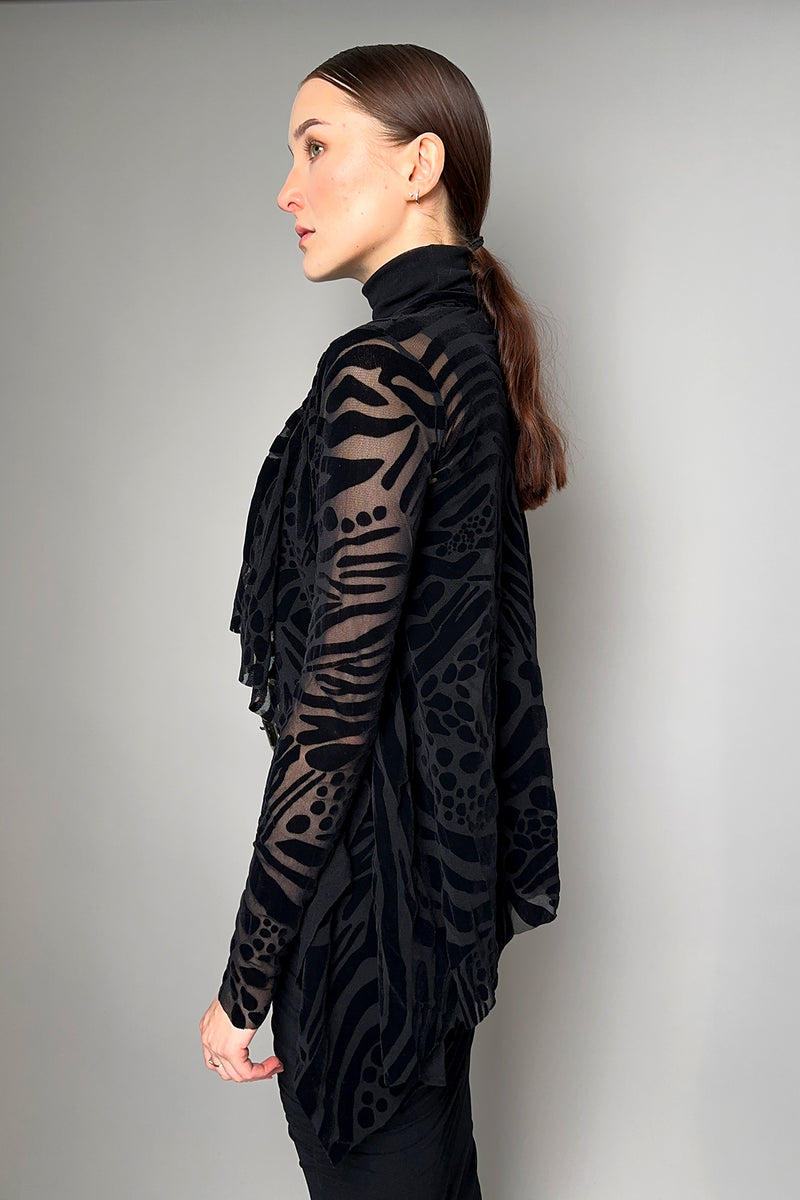 Fuzzi Velvet Flocked Tulle Cardigan in Black- Ashia Mode- Vancouver, BC