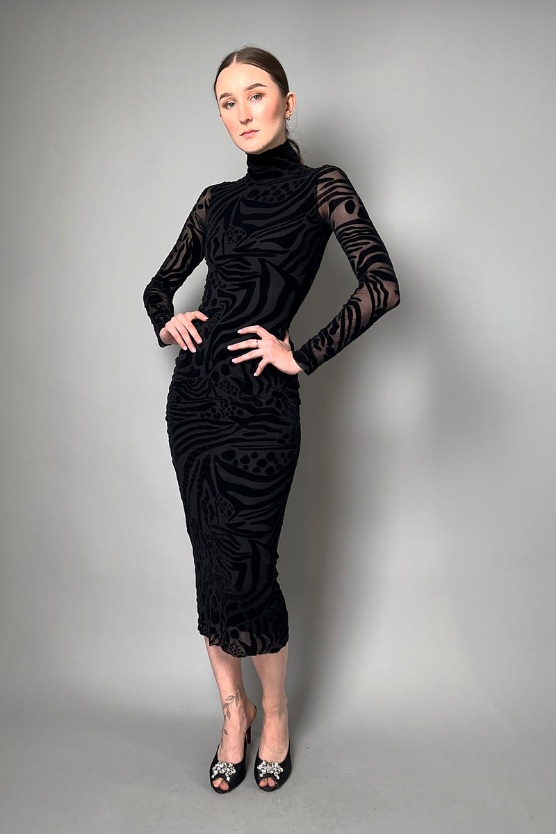Fuzzi Velvet Flocked Tulle Dress in Black- Ashia Mode- Vancouver, BC