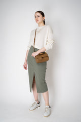 Lorena Antoniazzi Denim Slit Pencil Skirt in Olive Green Vancouver. Shop Online or in Store.