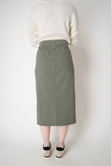 Lorena Antoniazzi Denim Slit Pencil Skirt in Olive Green Vancouver. Shop Online or in Store.