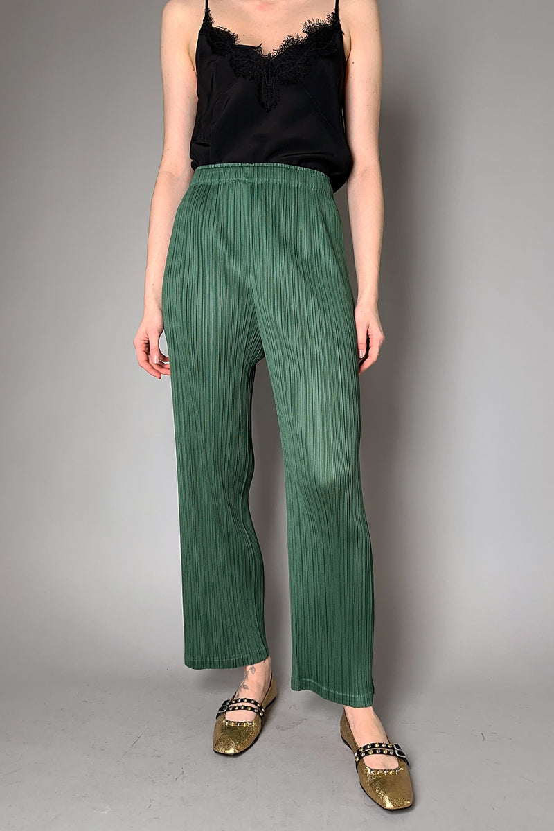 Pleats Please Issey Miyake Monthly Colors: December Pants in Dark Green- Ashia Mode- Vancouver, BC