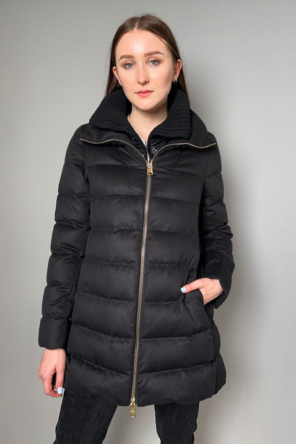 Herno Silk Cashmere Padded Coat with Knit Collar in Black - Ashia Mode – Vancouver, BC