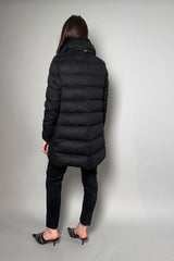 Herno Silk Cashmere Padded Coat with Knit Collar in Black