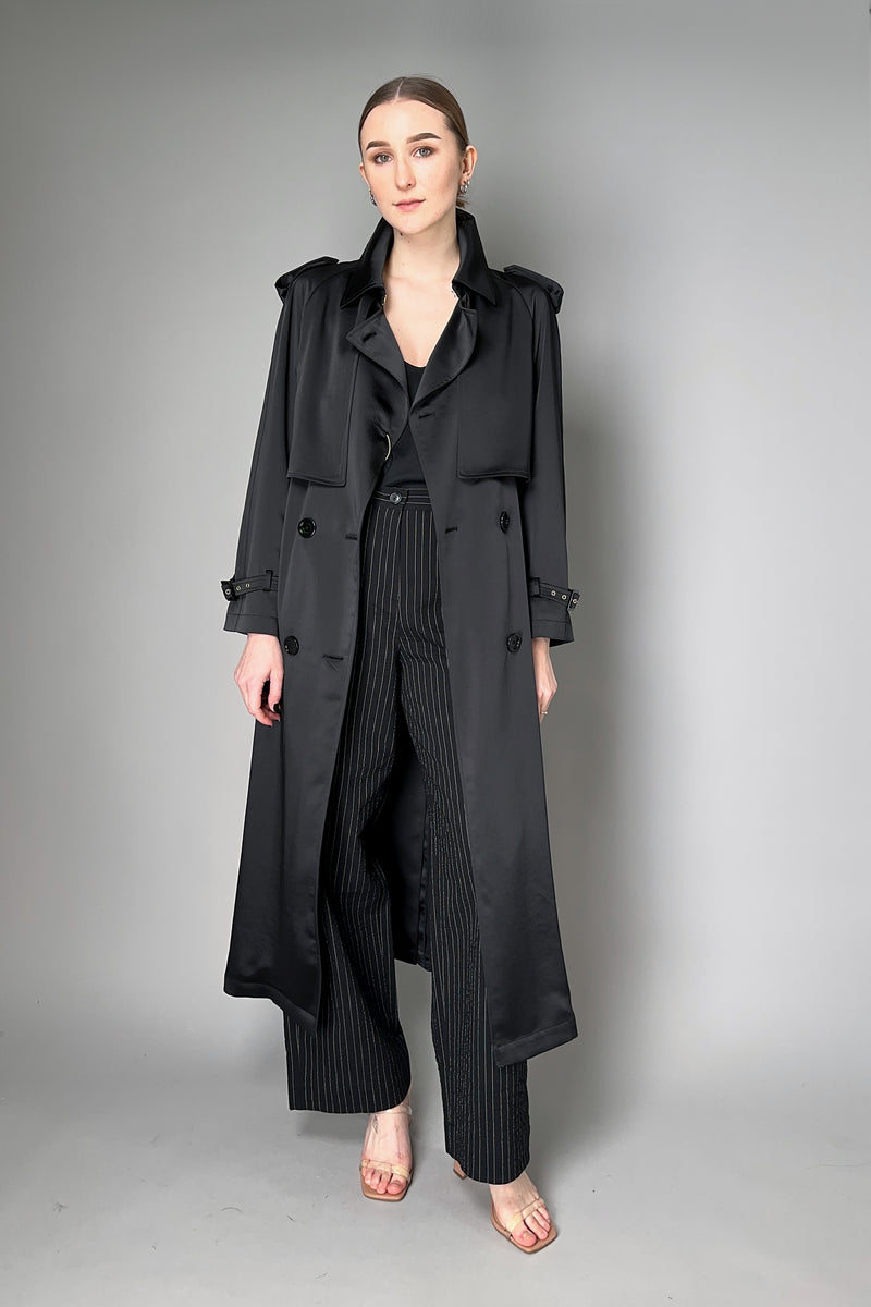 Herno Satin Trench Coat in Black