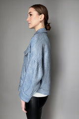 Herno Denim Look Linen Jacket with Lurex  in Light Pastel Blue- Ashia Mode- Vancouver, BC