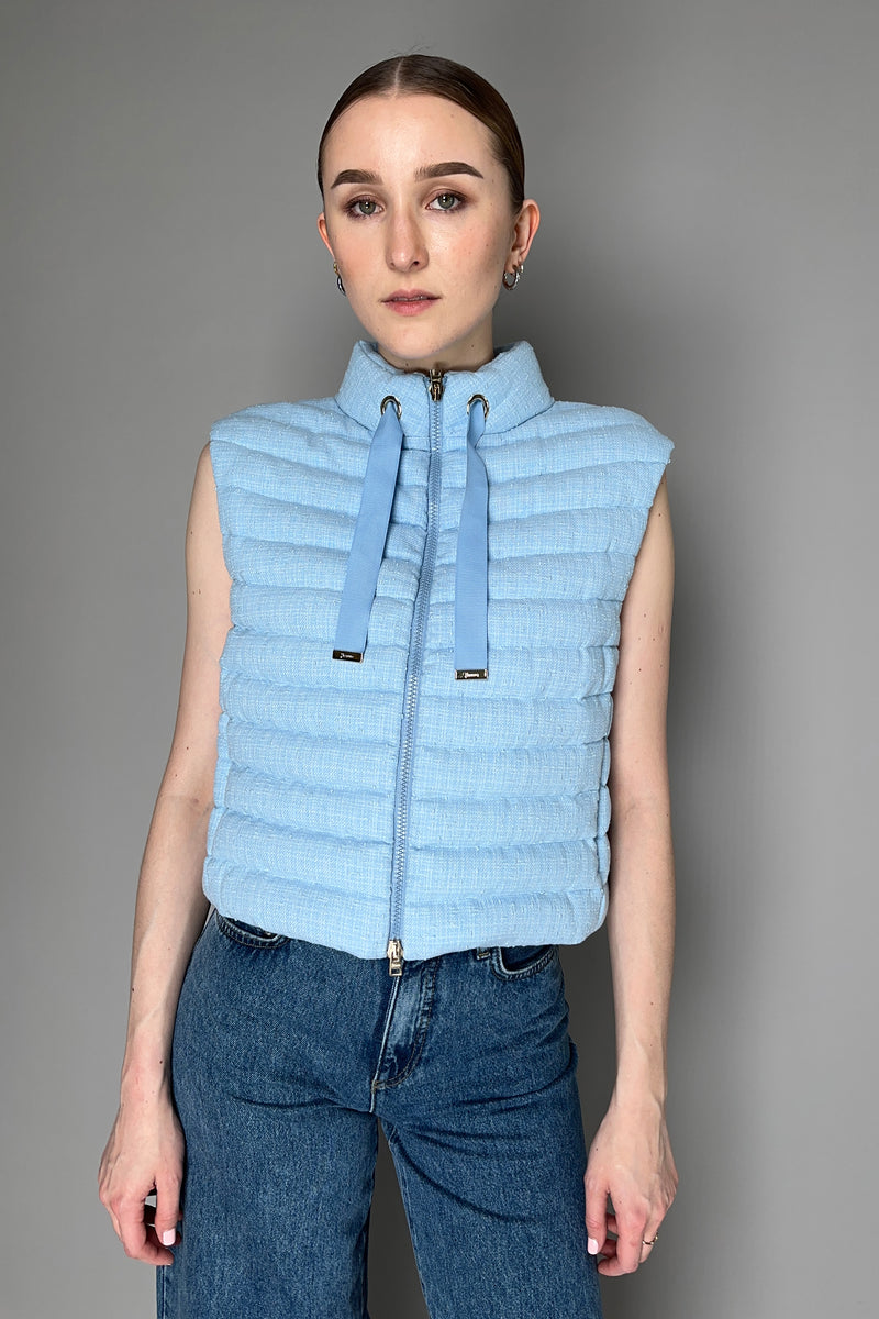 Herno Bouclé Padded Vest in Pastel Blue Vancouver. Shop Online or in Store.