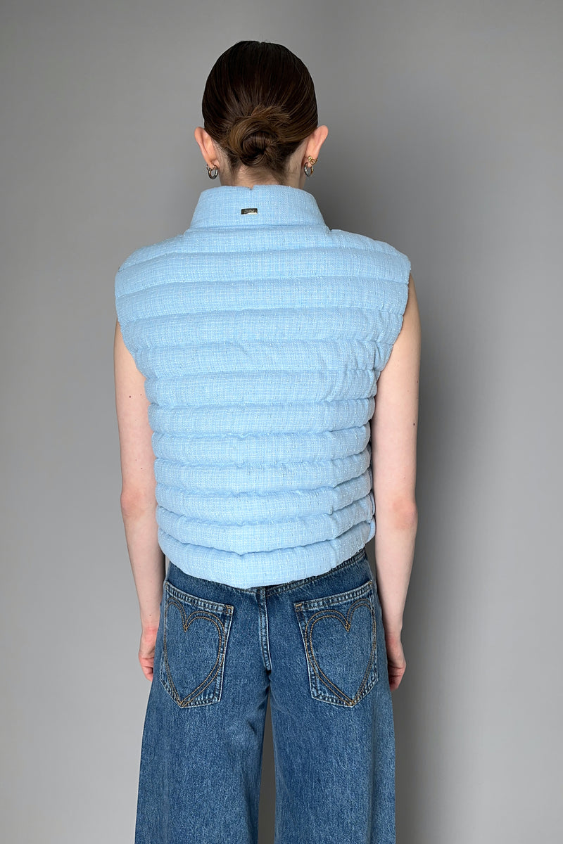 Herno Bouclé Padded Vest in Pastel Blue Vancouver. Shop Online or in Store.