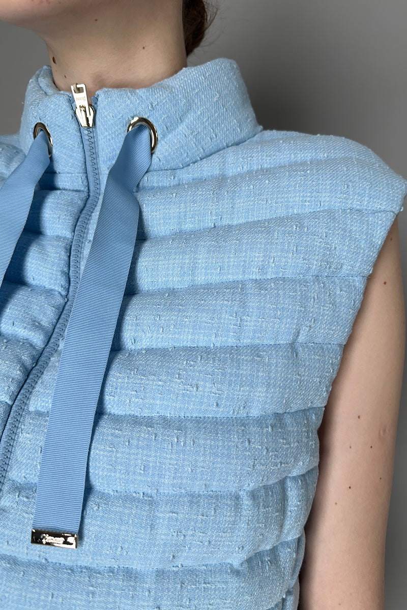 Herno Bouclé Padded Vest in Pastel Blue Vancouver. Shop Online or in Store.