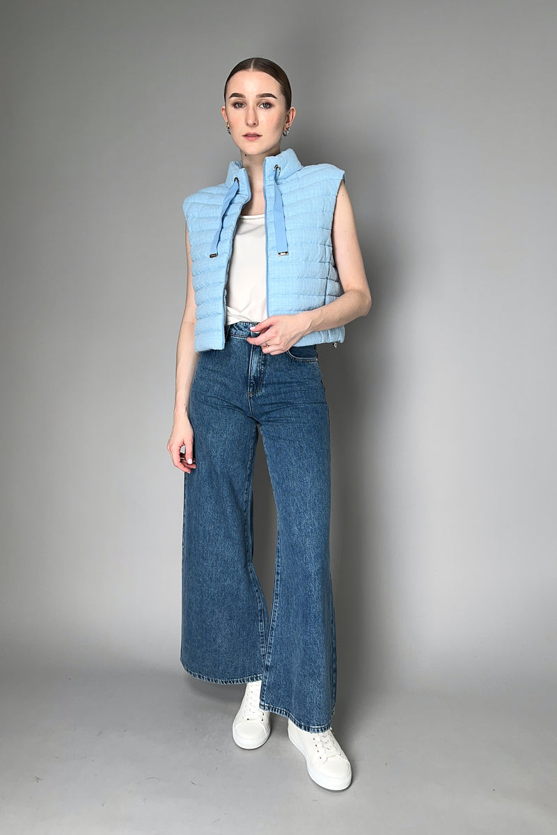Herno Bouclé Padded Vest in Pastel Blue Vancouver. Shop Online or in Store.