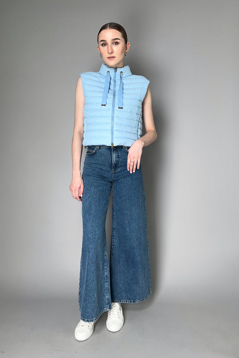 Herno Bouclé Padded Vest in Pastel Blue Vancouver. Shop Online or in Store.