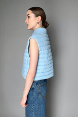 Herno Bouclé Padded Vest in Pastel Blue Vancouver. Shop Online or in Store.