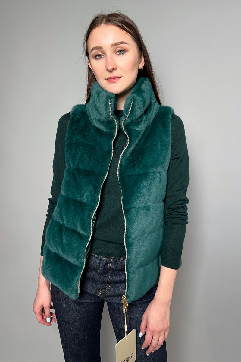 Herno Faux Fur Vest in Hunter Green - Ashia Mode – Vancouver, BC