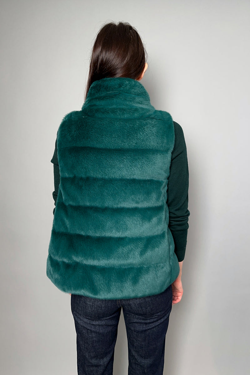 Herno Faux Fur Vest in Hunter Green - Ashia Mode – Vancouver, BC