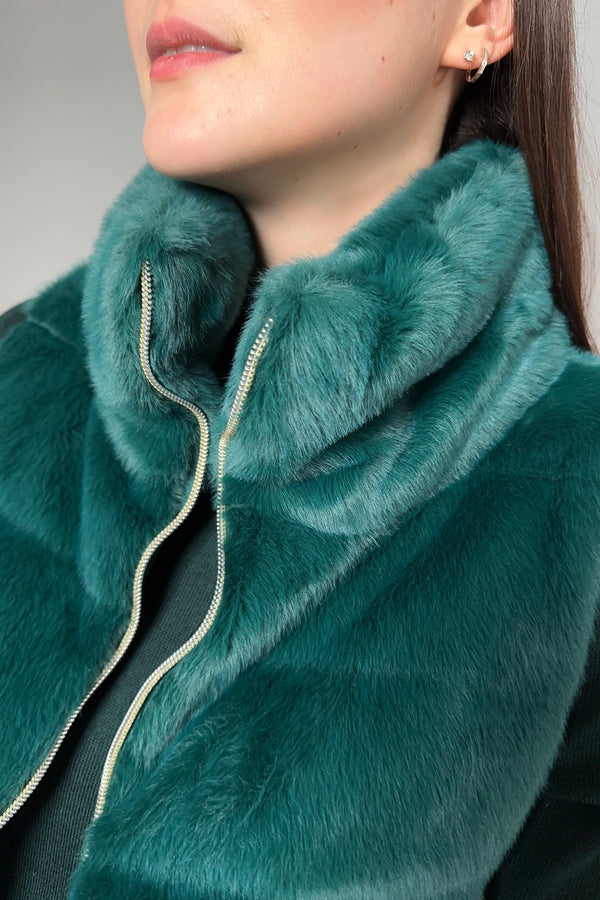 Herno Faux Fur Vest in Hunter Green - Ashia Mode – Vancouver, BC