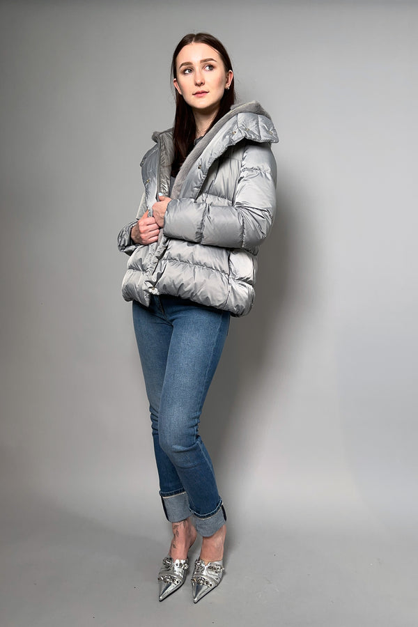 Herno Matte Sheen Puffer Coat with Faux Fur in Light Grey - Ashia Mode – Vancouver, BC