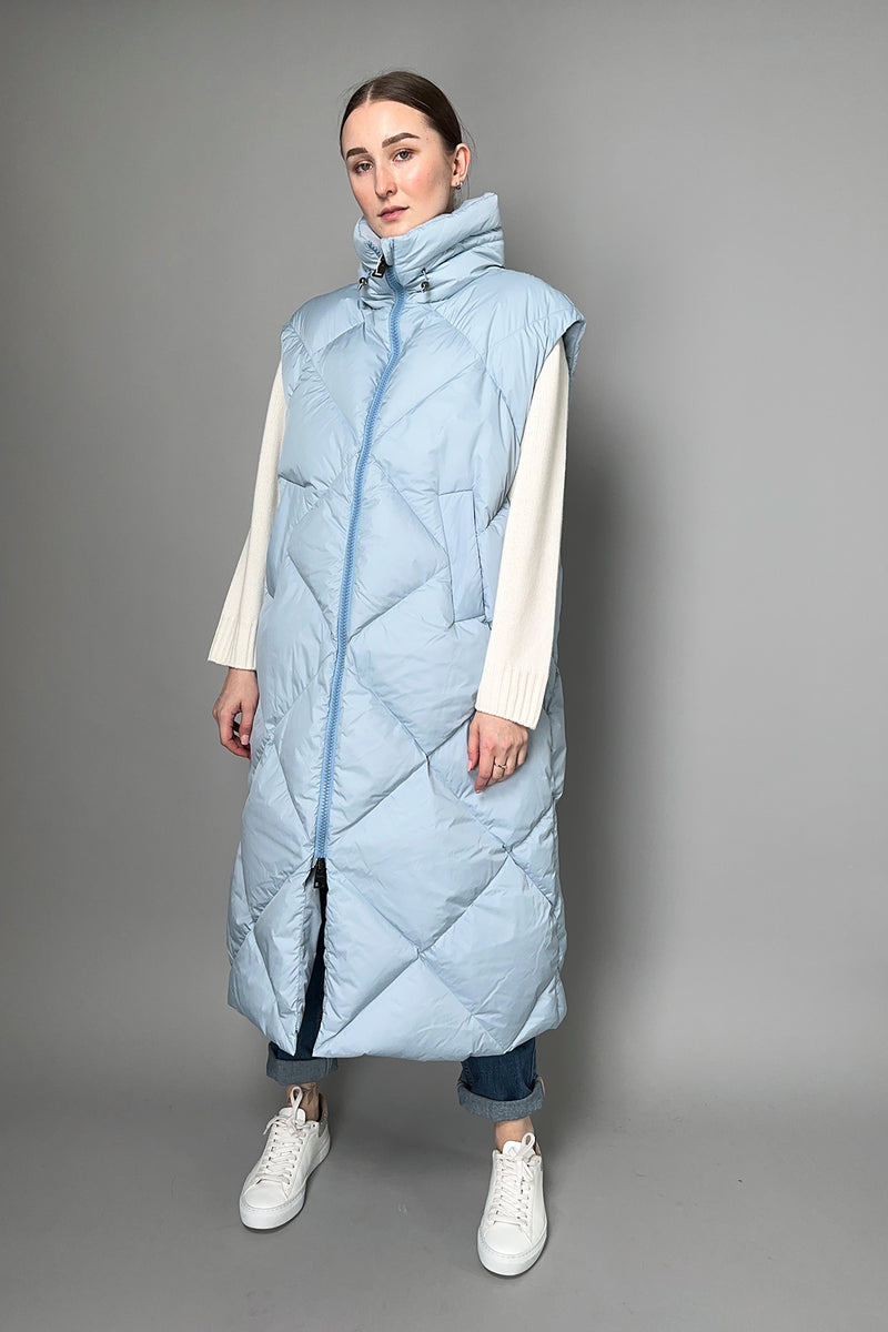Herno Polar-Tech Long Puffer Vest in Powder Blue