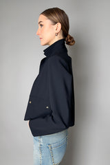 Herno Cropped Scuba Jacket in Midnight Navy- Ashia Mode- Vancouver, BC