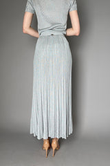 Herno Pleated Knit Skirt in Silver Lurex
