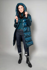 Herno Long Gloss Puffer Coat in Indian Blue - Ashia Mode – Vancouver, BC