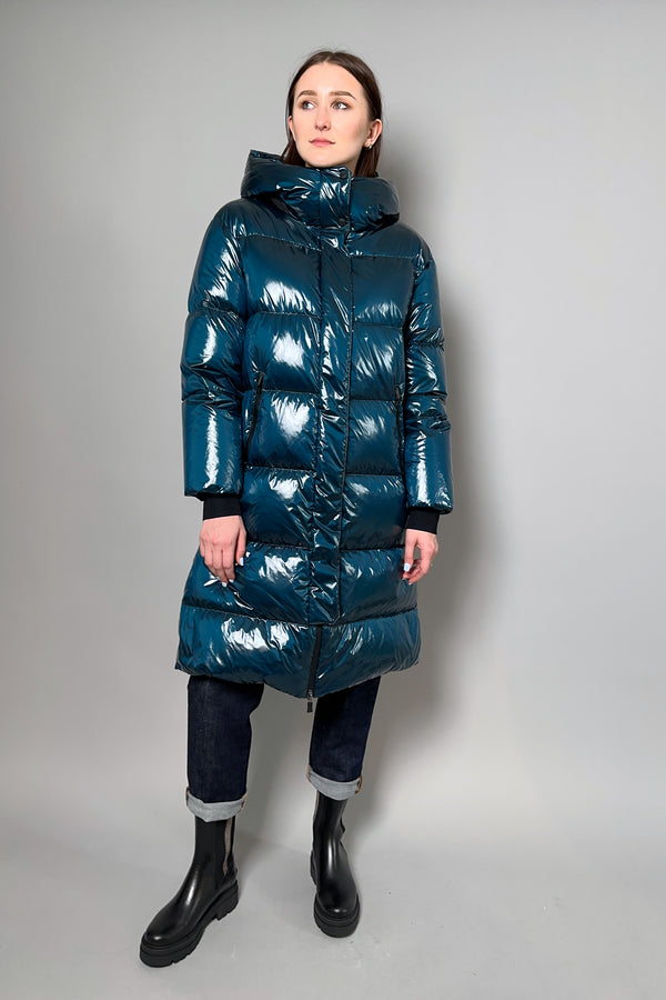 Herno Long Gloss Puffer Coat in Indian Blue - Ashia Mode – Vancouver, BC