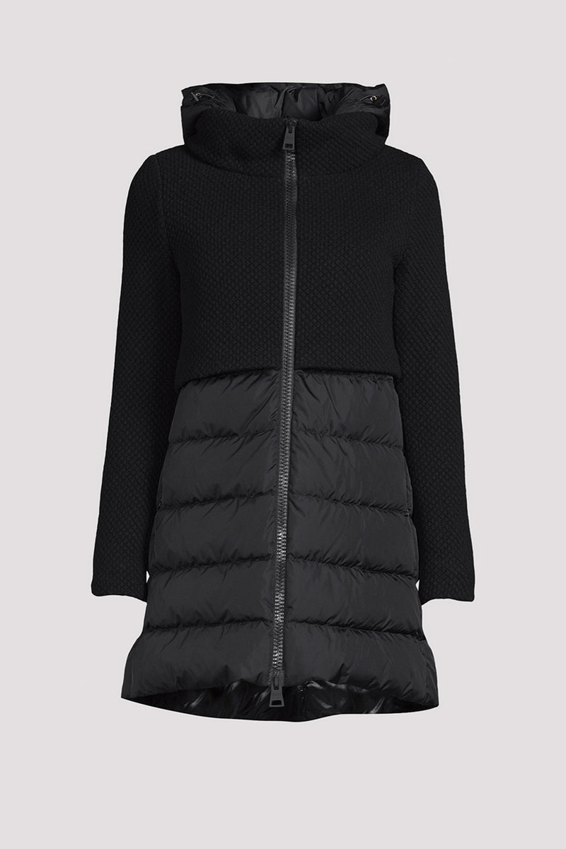 Herno Down Puffer Coat with Knit Overlay in  Black