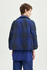 Annette Gortz Checkered Technical Canvas Jacket in Royal Blue and Black