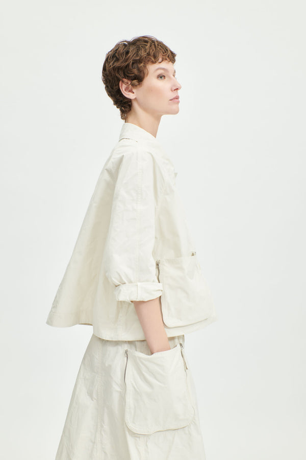 Annette Gortz Cropped Technical Canvas Sporty Jacket in Off-White