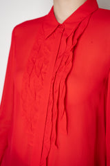 Dorothee Schumacher Crepe Sheer Blouse with Georgette Front in Lollipop Vancouver. Shop Online or in Store.