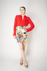 Dorothee Schumacher Crepe Sheer Blouse with Georgette Front in Lollipop Vancouver. Shop Online or in Store.