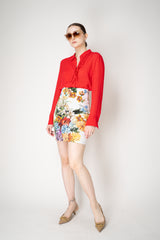 Dorothee Schumacher Crepe Sheer Blouse with Georgette Front in Lollipop Vancouver. Shop Online or in Store.