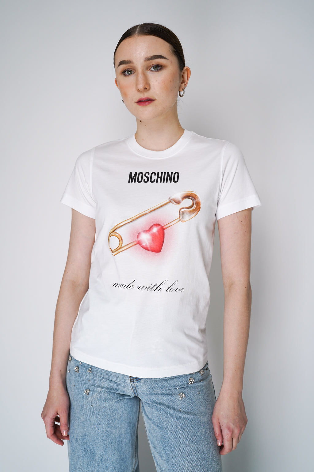 ★Moschino★ Jeans Piece Love Jersey T-Shirt AEF251K20718373 Jersey T-shirt Peach & Love Moschino Jeans | Moschino