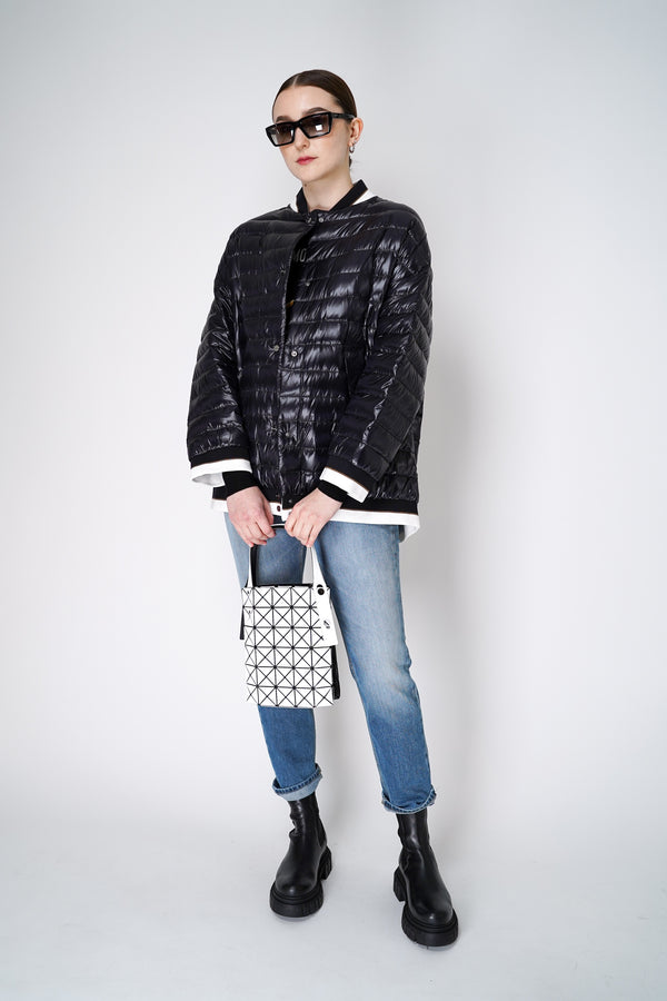 Herno Bomber Jacket with Stripe Knit Details in Black