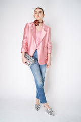 Dorothee Schumacher V-Neck Pullover with Gradient Hem in Pink Vancouver. Shop Online or in Store.